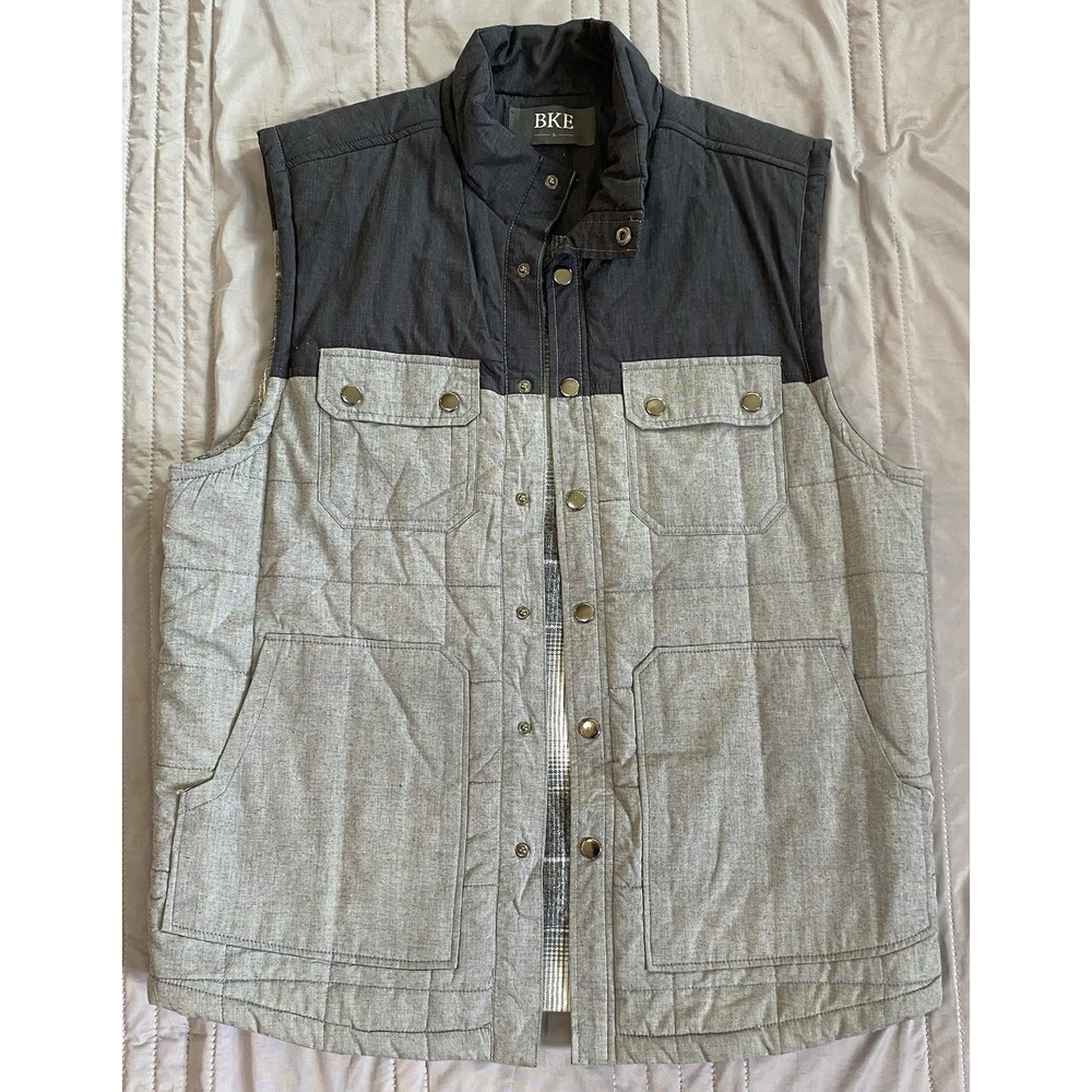 BKE Mens Puffy Vest Size Large‎ Button Front Pockets Fleece Lined